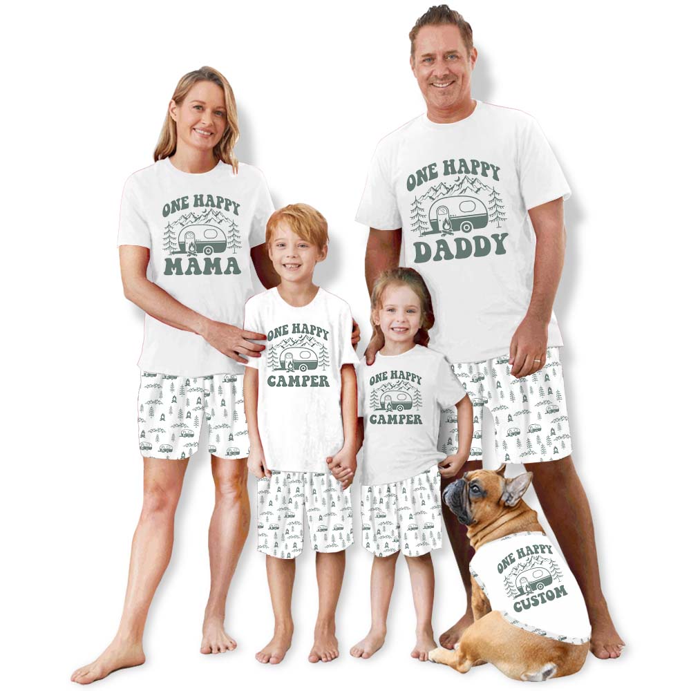 Personalize Name Camping Family Matching Short Sleeves Pajamas Personalize Name Camping Family Matching Short Sleeves Pajamas