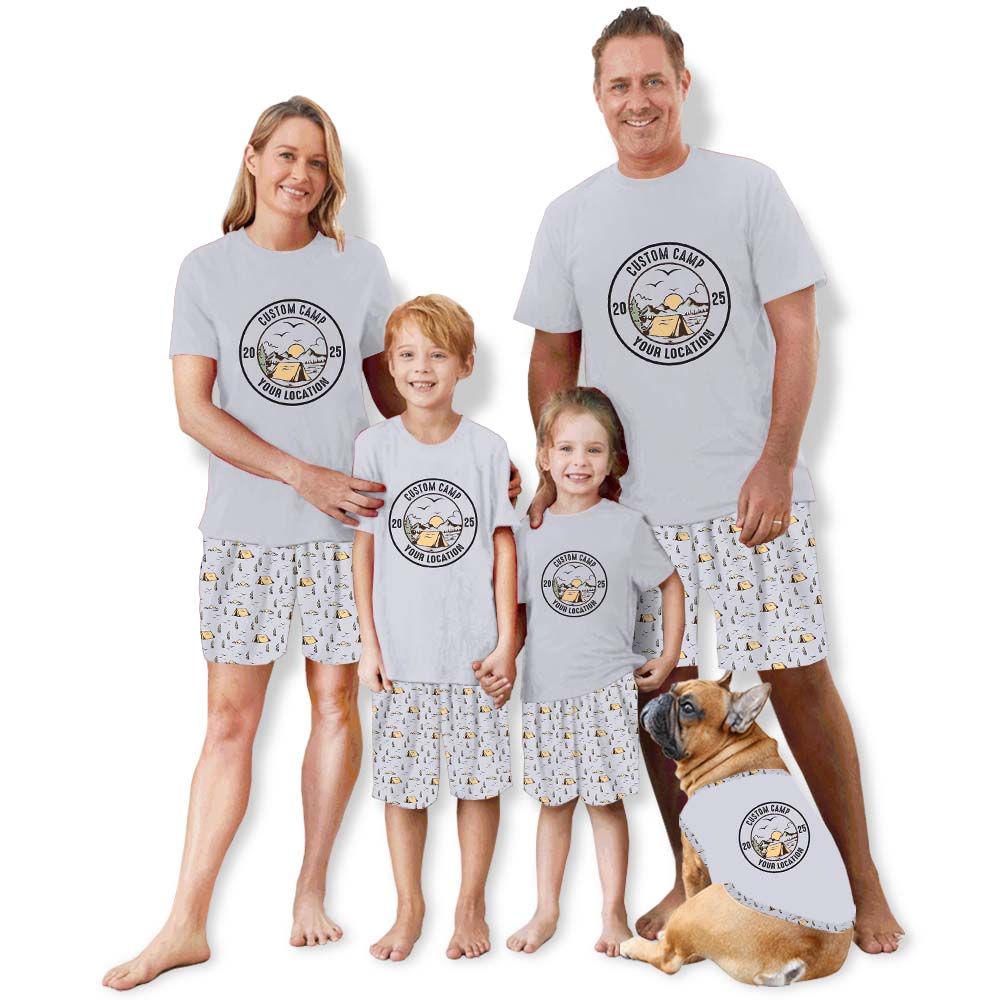 Custom Camp Name And Location Matching Family Pajama Short Sets Custom Camp Name And Location Matching Family Pajama Short Sets