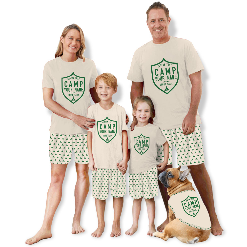 Customizable Camping Crew PJs With Troop Badge For Summer Customizable Camping Crew PJs With Troop Badge For Summer