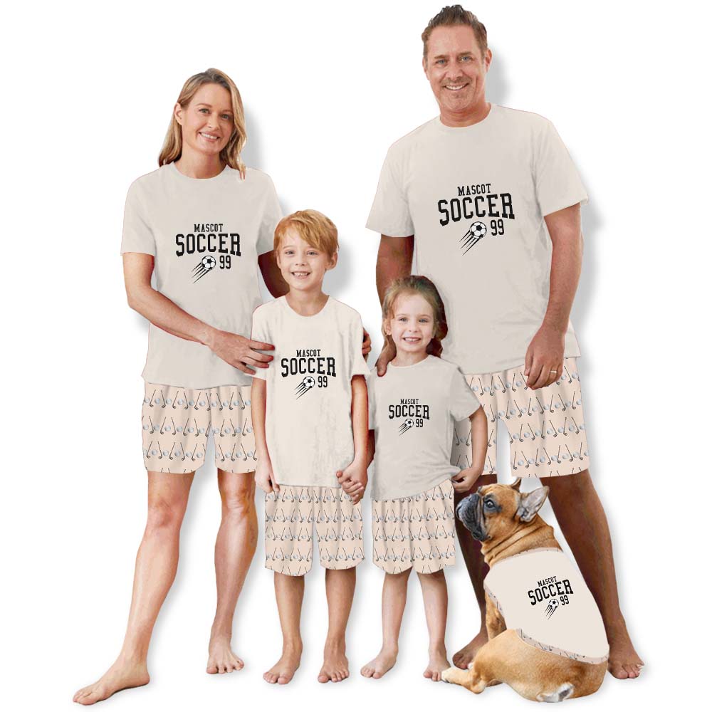Customizable Mascot Name With Number Soccer Lovers Pajama Short Sets