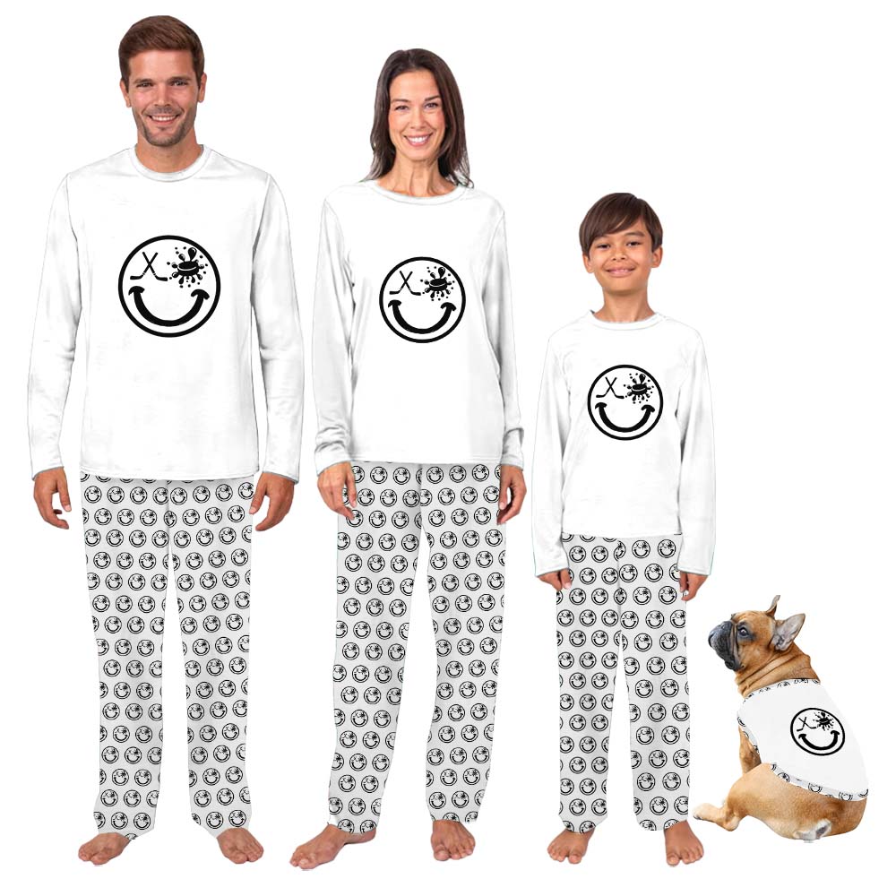 Hockey Smiling Face Pajama Sets For Family Hockey Smiling Face Pajama Sets For Family