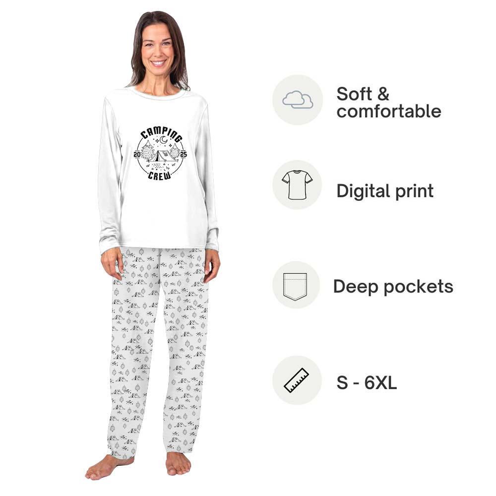 White Camping Crew 2025 Matching Family Pajama Sets