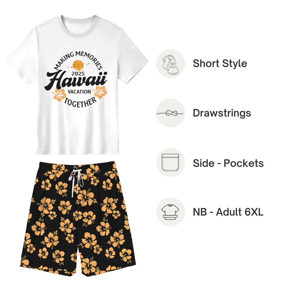 Hibiscus Hawaiian Print Short Pajamas For Family Vacation Hibiscus Hawaiian Print Short Pajamas For Family Vacation