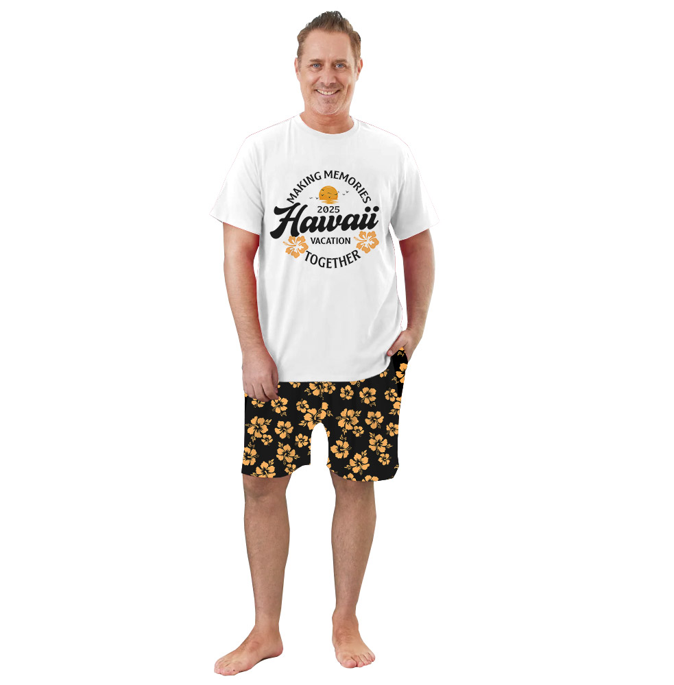 Hibiscus Hawaiian Print Short Pajamas For Family Vacation Hibiscus Hawaiian Print Short Pajamas For Family Vacation