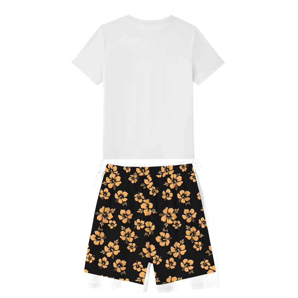 Hibiscus Hawaiian Print Short Pajamas For Family Vacation Hibiscus Hawaiian Print Short Pajamas For Family Vacation