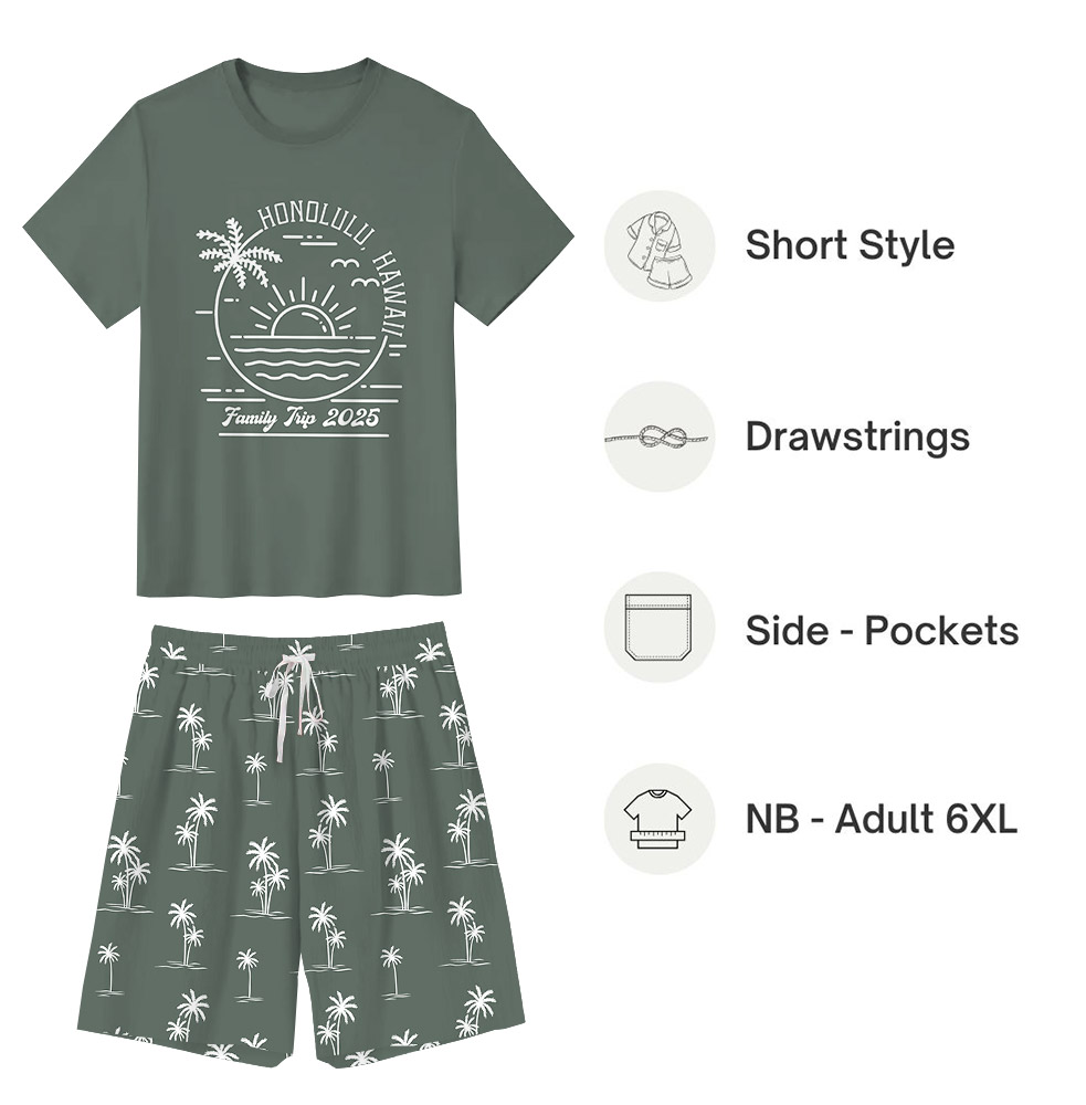 Cute Hawaii Vacation Pajamas Tshirt And Shorts With Plus Size Cute Hawaii Vacation Pajamas Tshirt And Shorts With Plus Size