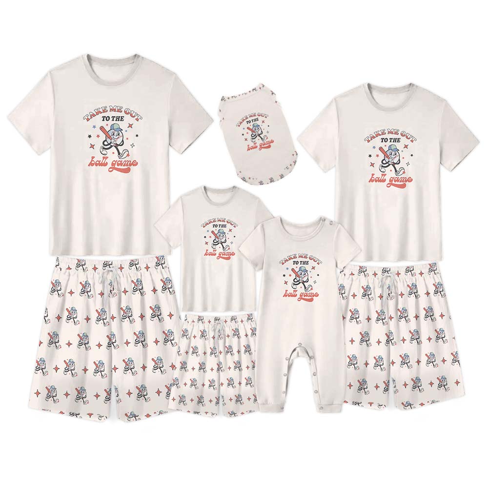 Family Matching Tops And Shorts Saying Take Me Out To The Ball Games Family Matching Tops And Shorts Saying Take Me Out To The Ball Games