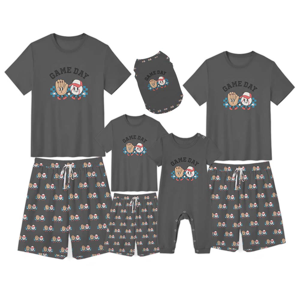 Sporty Game Day Baseball Lovers Pajama Short Sets Sporty Game Day Baseball Lovers Pajama Short Sets