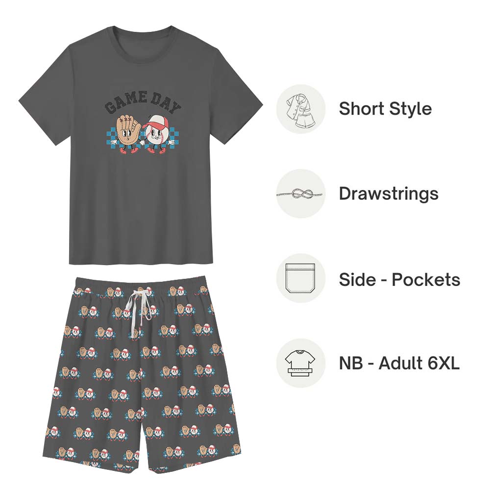 Sporty Game Day Baseball Lovers Pajama Short Sets Sporty Game Day Baseball Lovers Pajama Short Sets