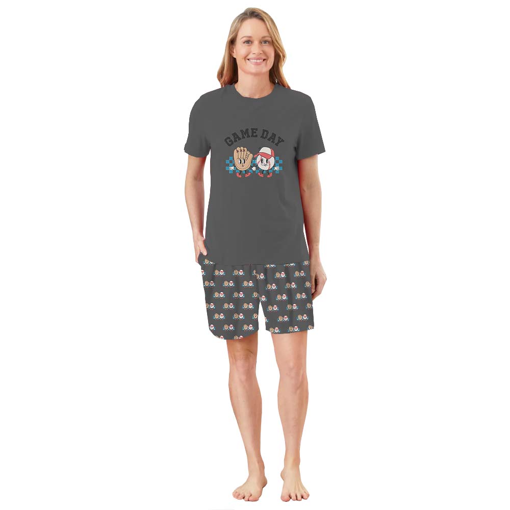 Sporty Game Day Baseball Lovers Pajama Short Sets Sporty Game Day Baseball Lovers Pajama Short Sets