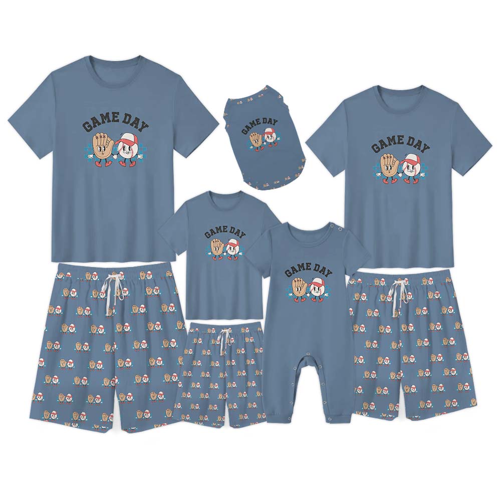 Comfortable Baseball Family Matching Short Sleeves Pajamas
