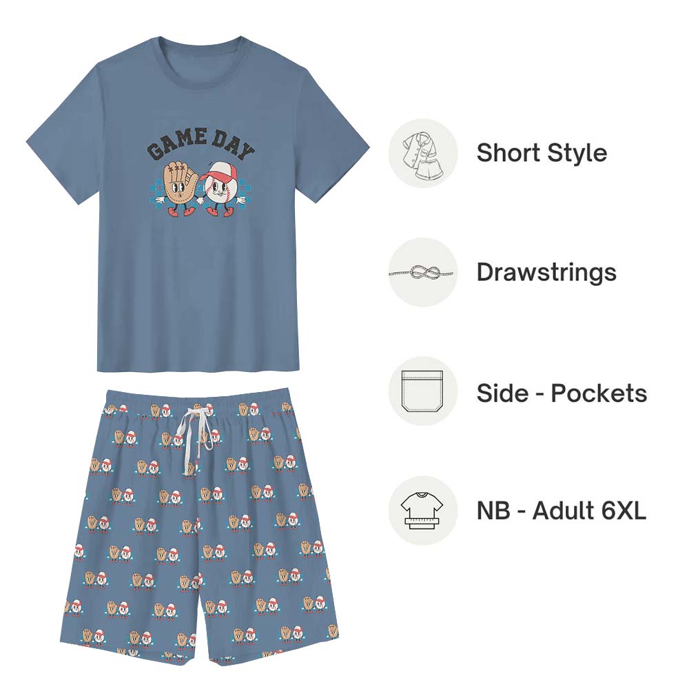 Comfortable Baseball Family Matching Short Sleeves Pajamas