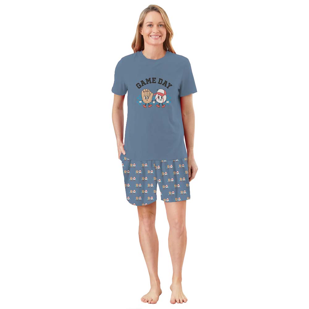 Comfortable Baseball Family Matching Short Sleeves Pajamas