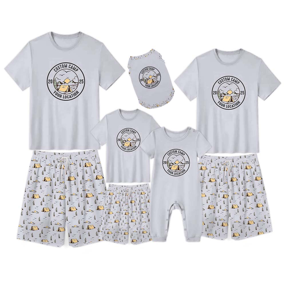 Custom Camp Name And Location Matching Family Pajama Short Sets Custom Camp Name And Location Matching Family Pajama Short Sets