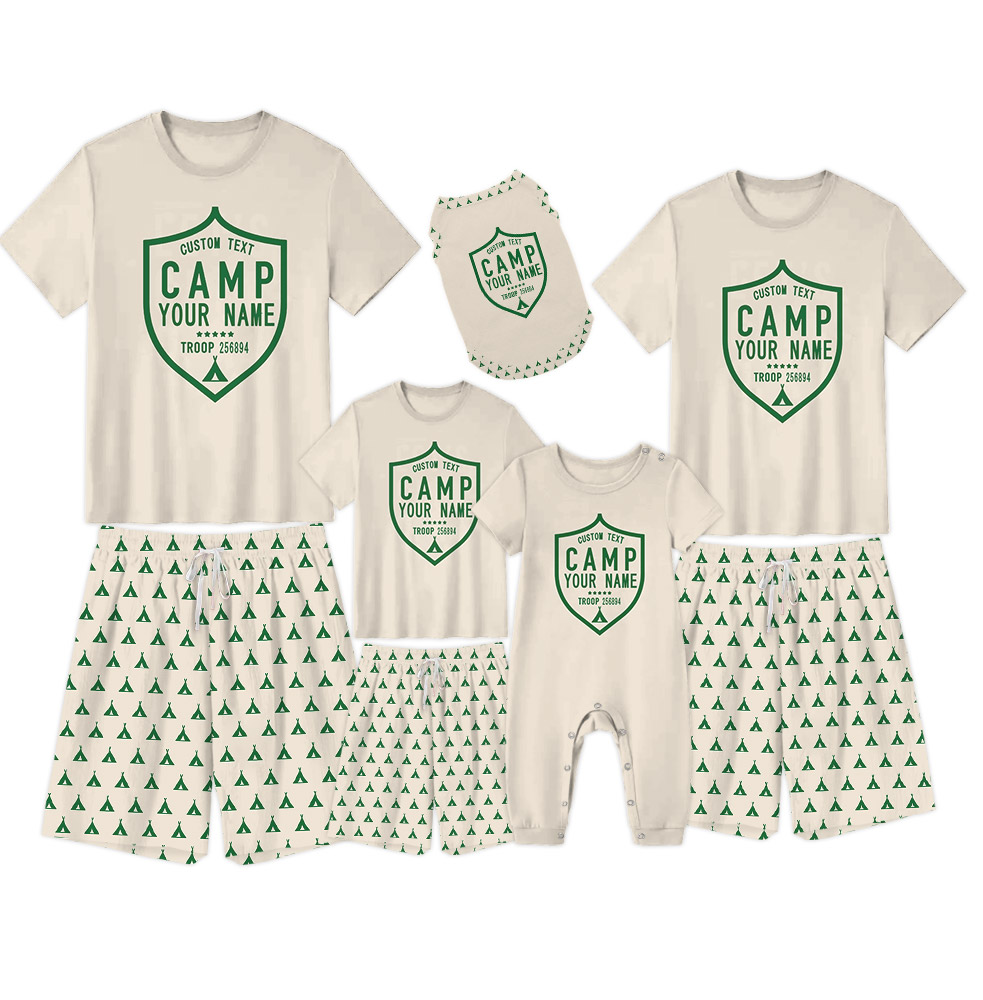 Customizable Camping Crew PJs With Troop Badge For Summer Customizable Camping Crew PJs With Troop Badge For Summer