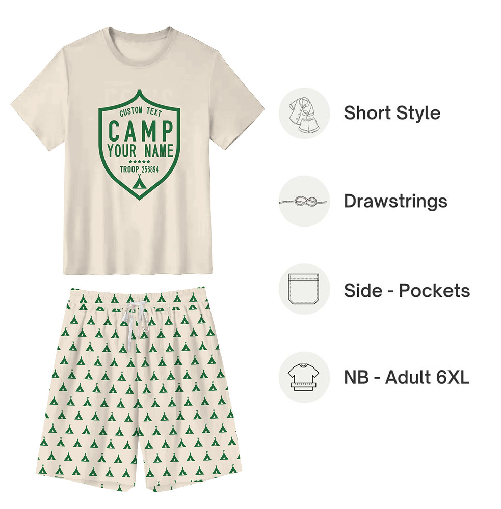 Customizable Camping Crew PJs With Troop Badge For Summer Customizable Camping Crew PJs With Troop Badge For Summer