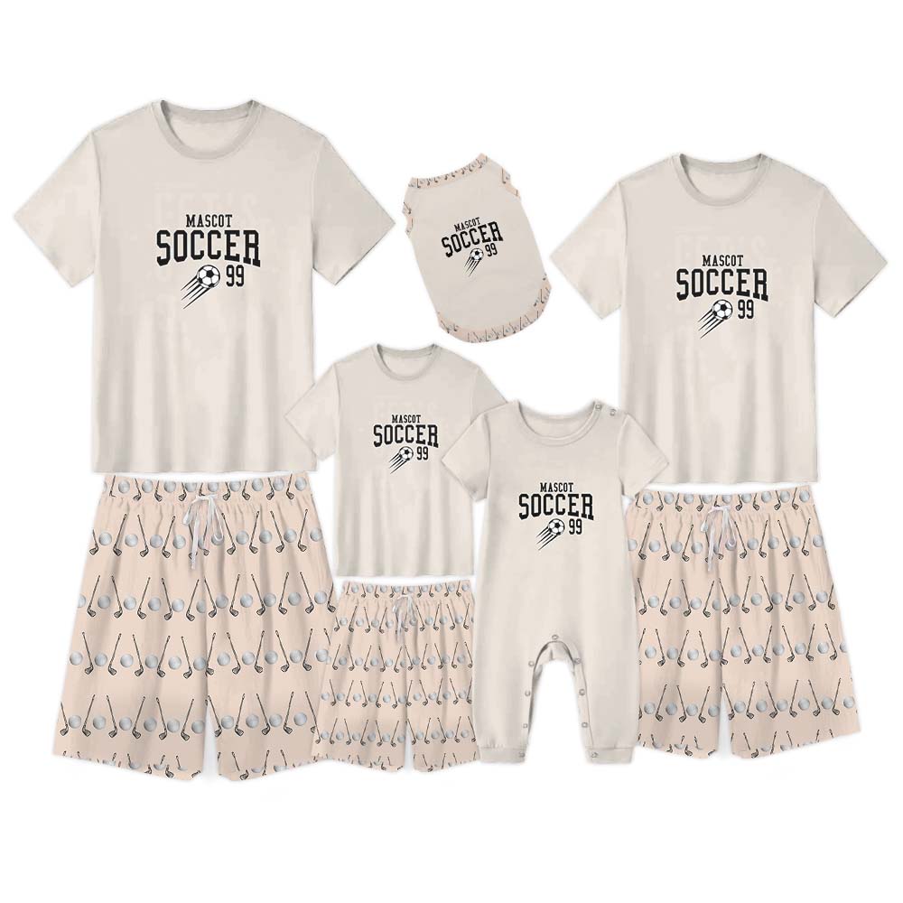 Customizable Mascot Name With Number Soccer Lovers Pajama Short Sets