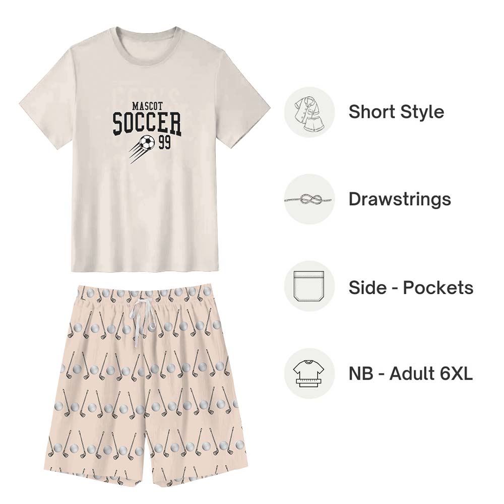 Customizable Mascot Name With Number Soccer Lovers Pajama Short Sets