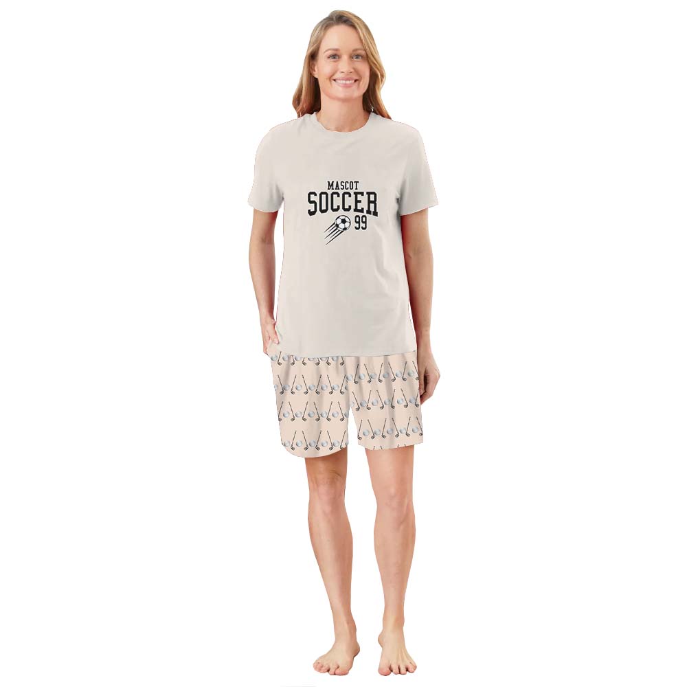 Customizable Mascot Name With Number Soccer Lovers Pajama Short Sets