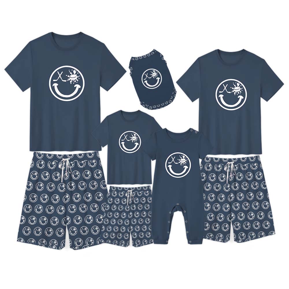 Sporty Hockey Smiling Face Family Sport Matching Pajamas Sporty Hockey Smiling Face Family Sport Matching Pajamas
