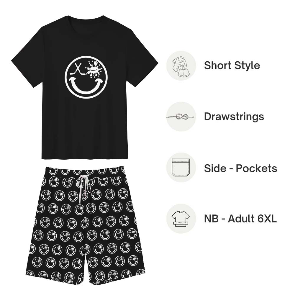 Cool Hockey Smiling Face Family Matching Short Sleeves Pajamas Cool Hockey Smiling Face Family Matching Short Sleeves Pajamas