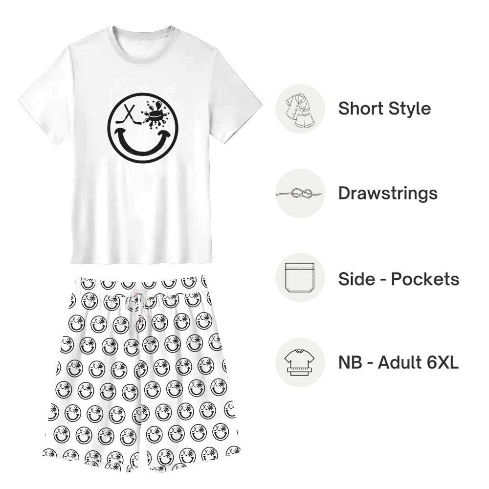 Hockey Smiling Face White Pajama Short Sets Hockey Smiling Face White Pajama Short Sets