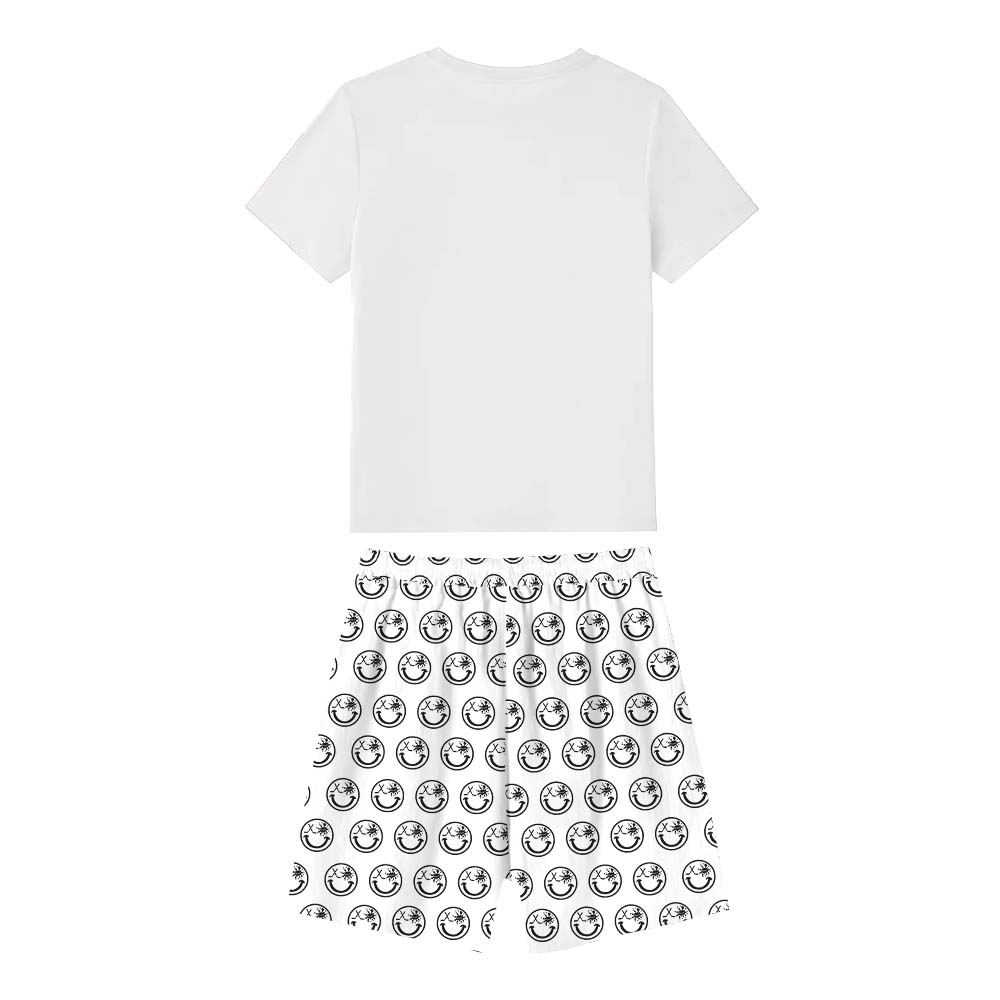 Hockey Smiling Face White Pajama Short Sets Hockey Smiling Face White Pajama Short Sets
