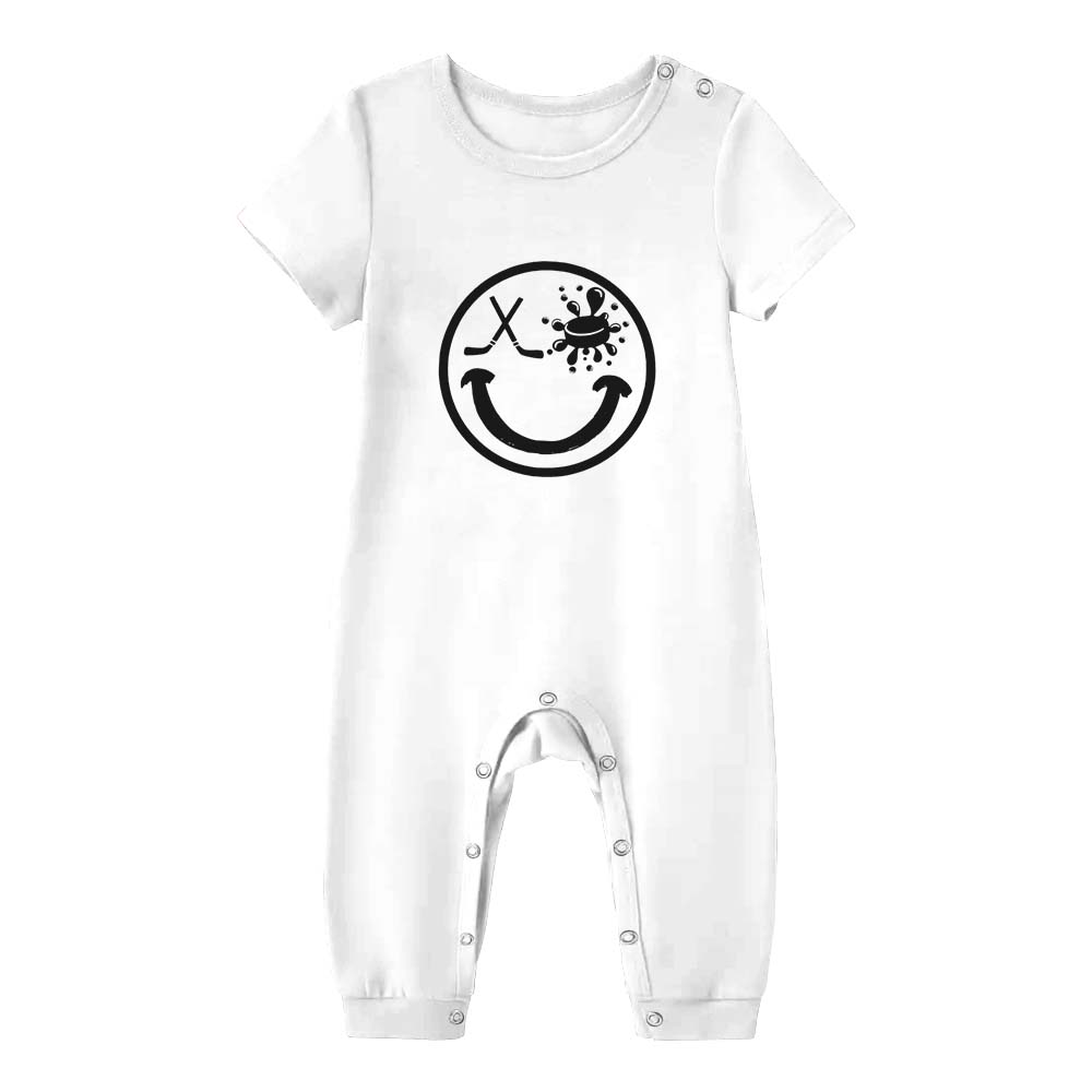Hockey Smiling Face White Pajama Short Sets Hockey Smiling Face White Pajama Short Sets