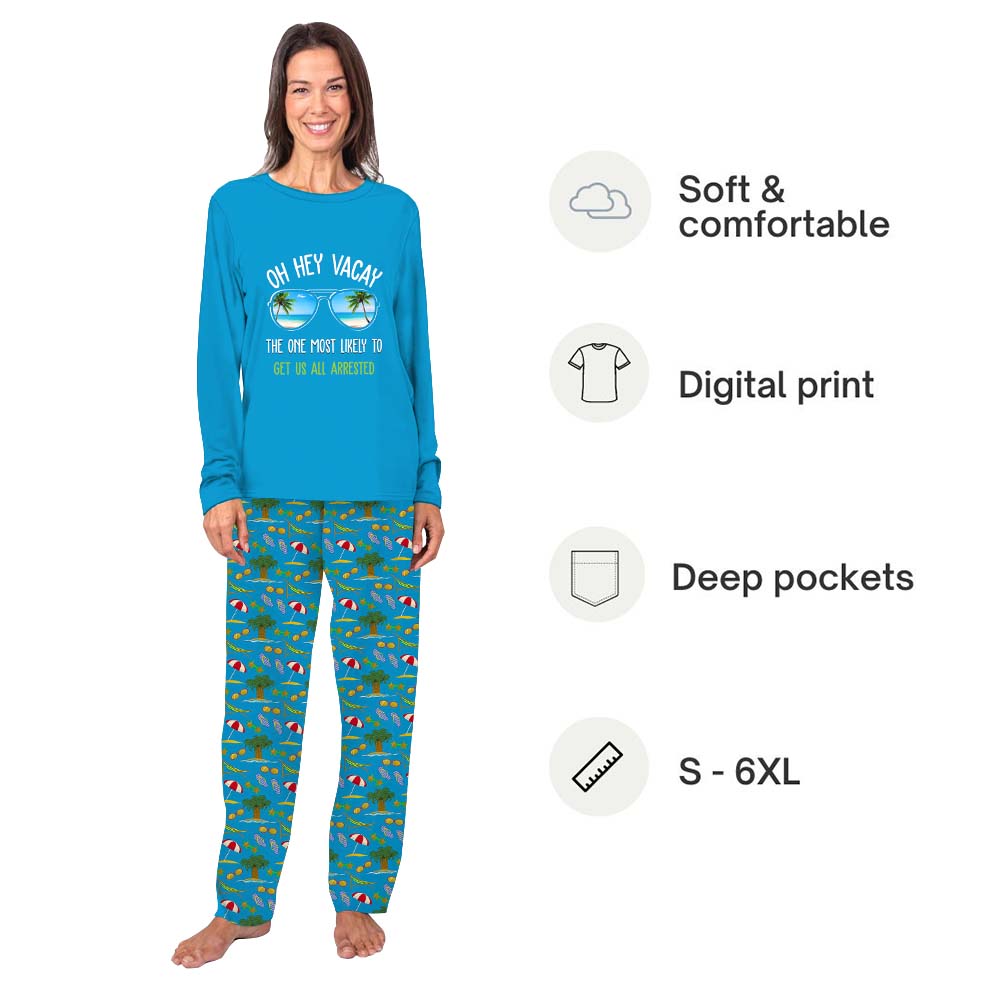Funny Most Likely To Vacation Matching Family Pajamas
