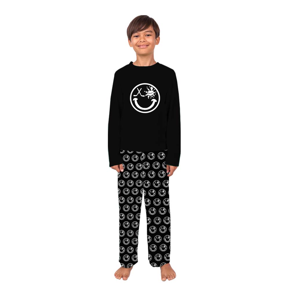 Cool Hockey Smiling Face Pajamas For Adults And Kids