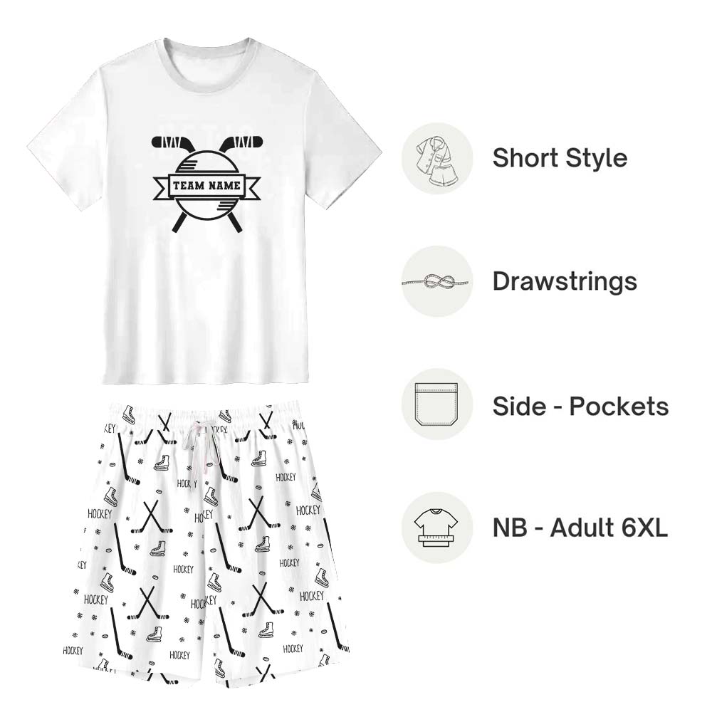Hockey Themed Custom Name Matching Family Pajama Short Sets Hockey Themed Custom Name Matching Family Pajama Short Sets