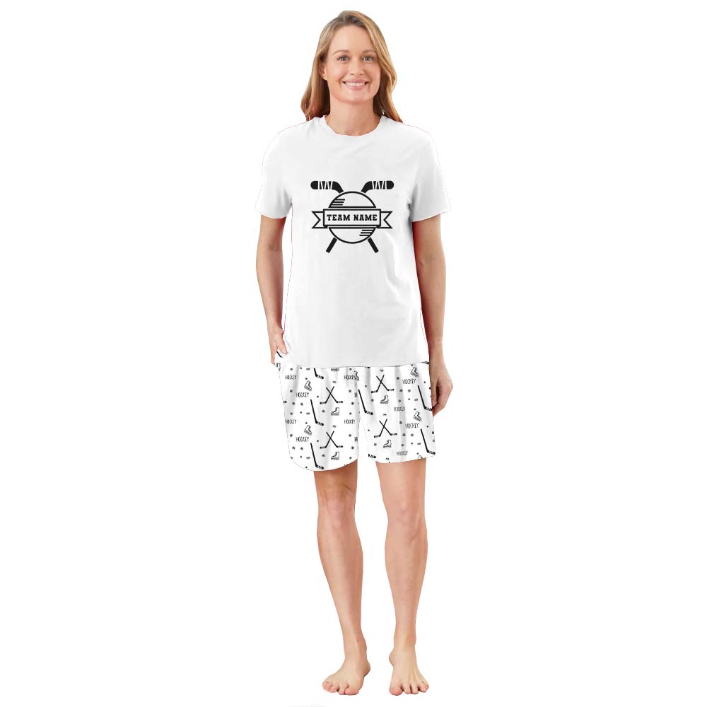 Hockey Themed Custom Name Matching Family Pajama Short Sets Hockey Themed Custom Name Matching Family Pajama Short Sets