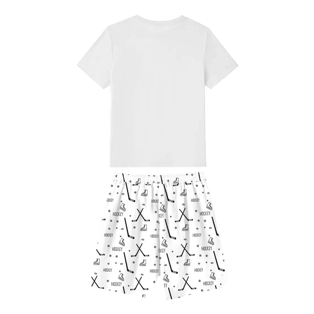 Hockey Themed Custom Name Matching Family Pajama Short Sets Hockey Themed Custom Name Matching Family Pajama Short Sets