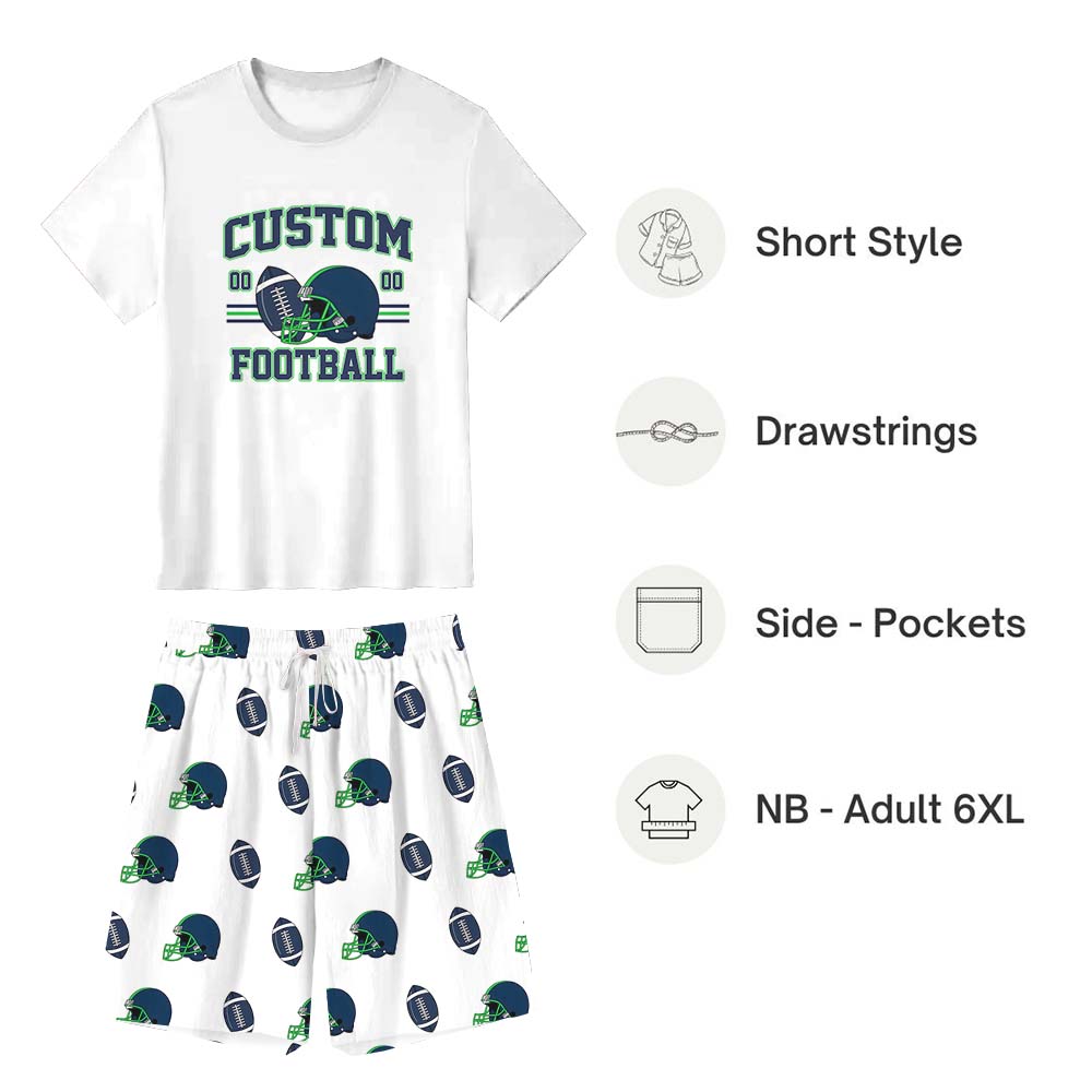 Customizable Team Name And Number For Football Lovers Pajama Short Sets Customizable Team Name And Number For Football Lovers Pajama Short Sets