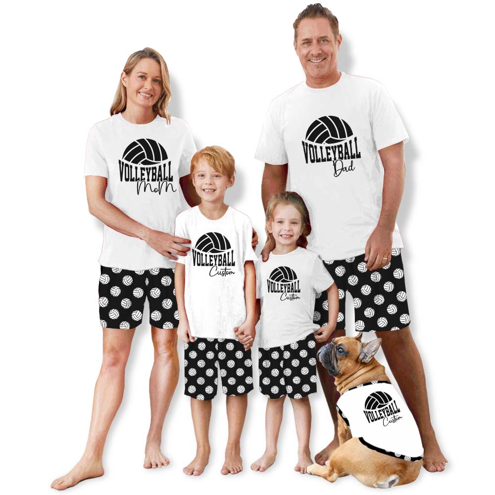 Customizable Volleyball Sport Pajamas With Dog Short Sleeves