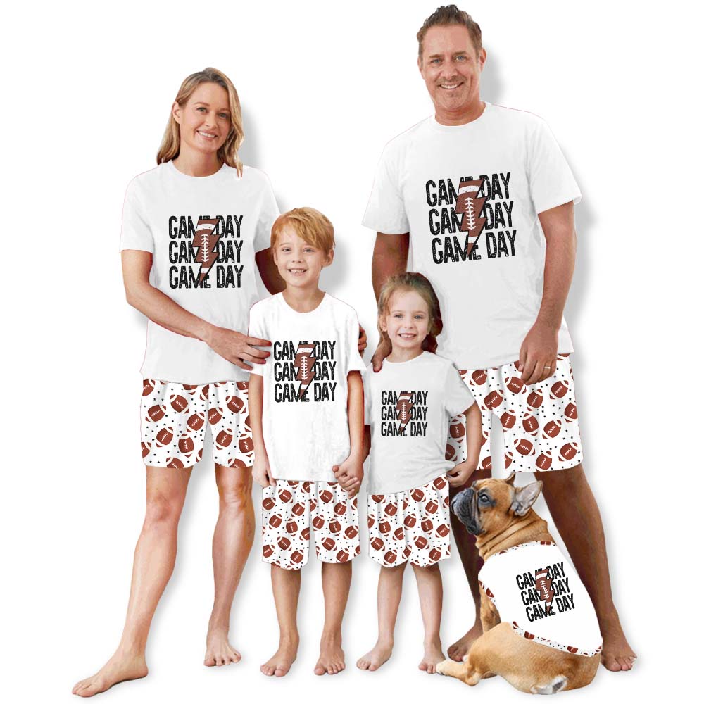 Personalized Sporty American Football Print Pajama Short Sets