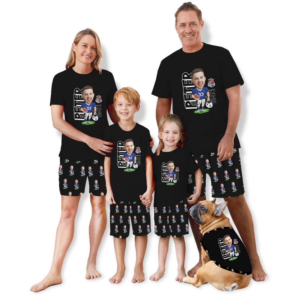 Funny Custom Face American Football Pajama Short Sets Funny Custom Face American Football Pajama Short Sets