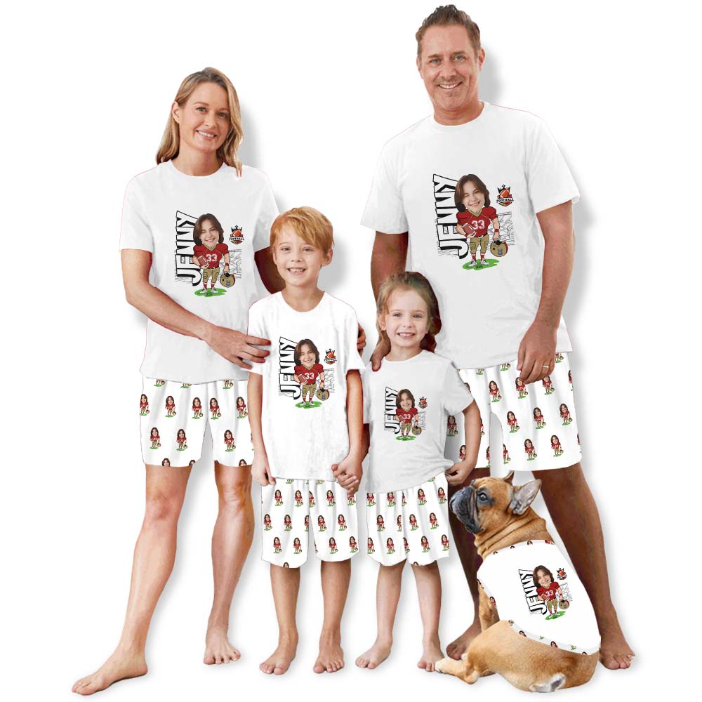 Custom Face American Football Sport Pajama Short Sets Custom Face American Football Sport Pajama Short Sets