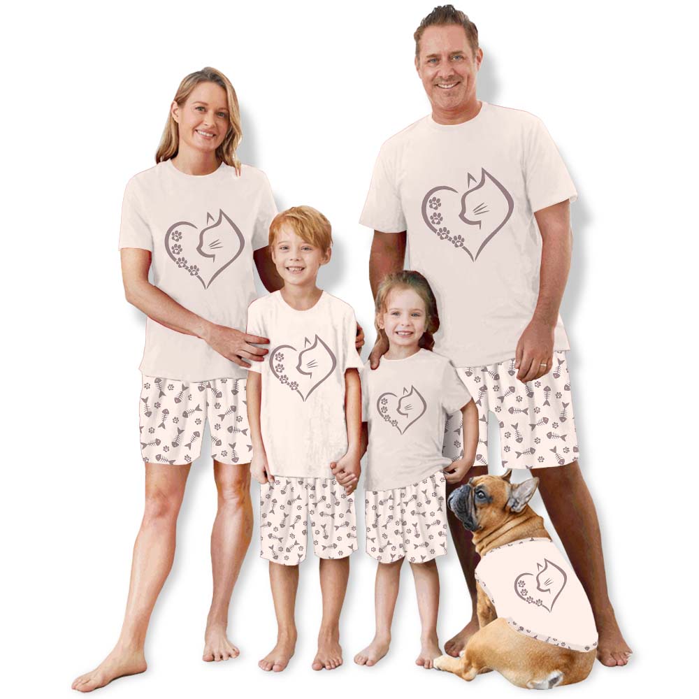 Cat Heart Family Matching Short Sleeves Pajamas Cat Heart Family Matching Short Sleeves Pajamas