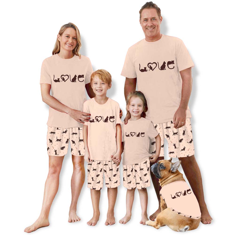 Cat Lover Family Matching Tops And Shorts