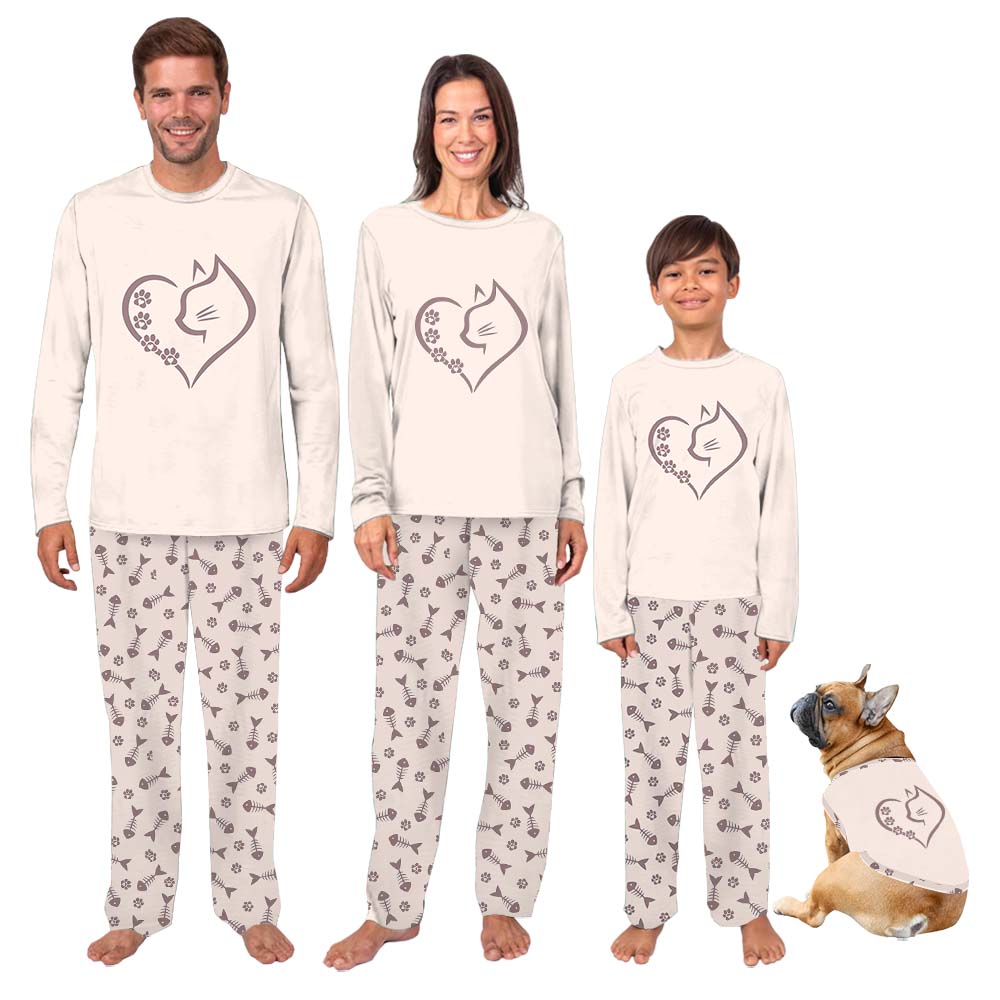 Cute Cat Heart Family Holiday Jammies Cute Cat Heart Family Holiday Jammies