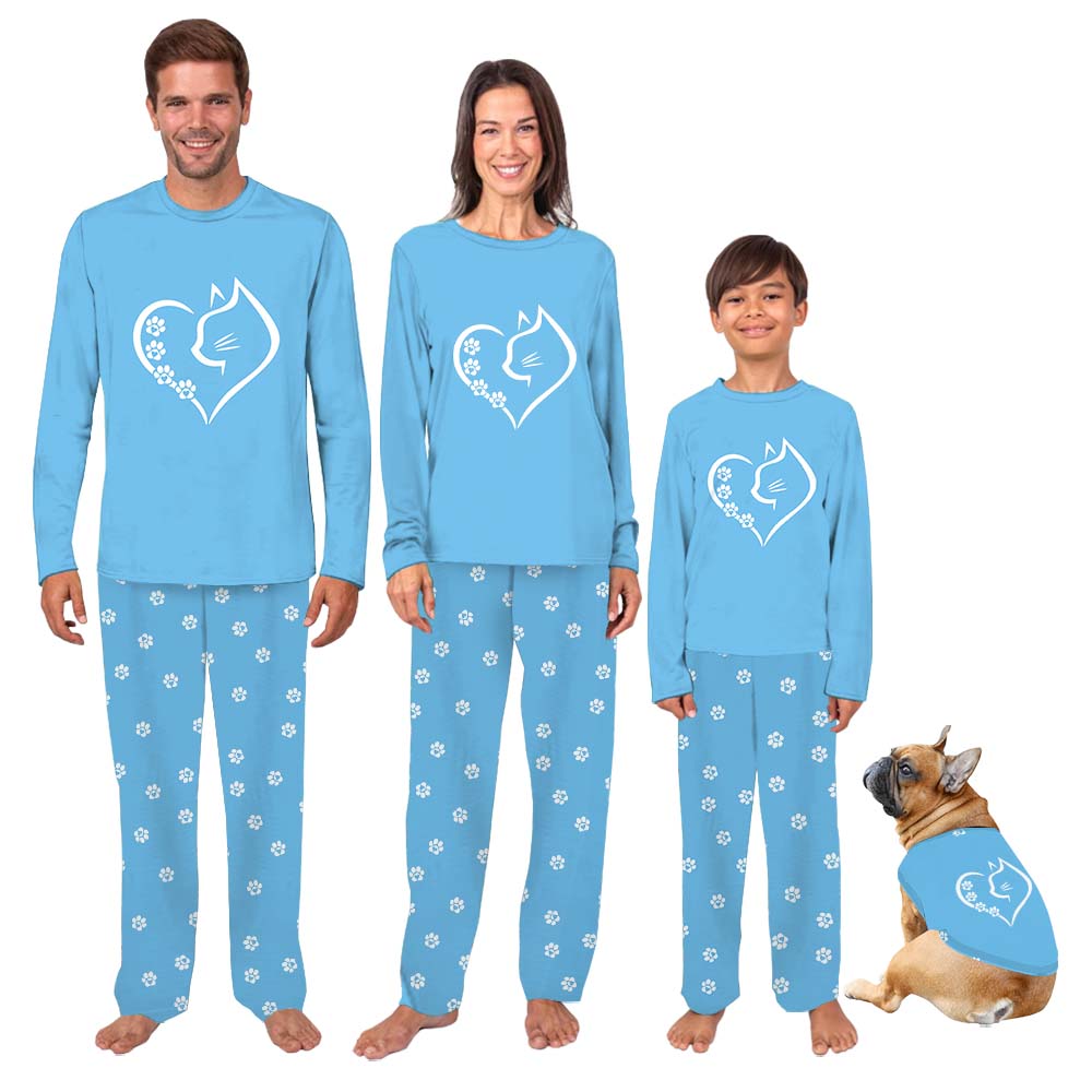 Cat Heart Matching Family Pajama Sets Cat Heart Matching Family Pajama Sets