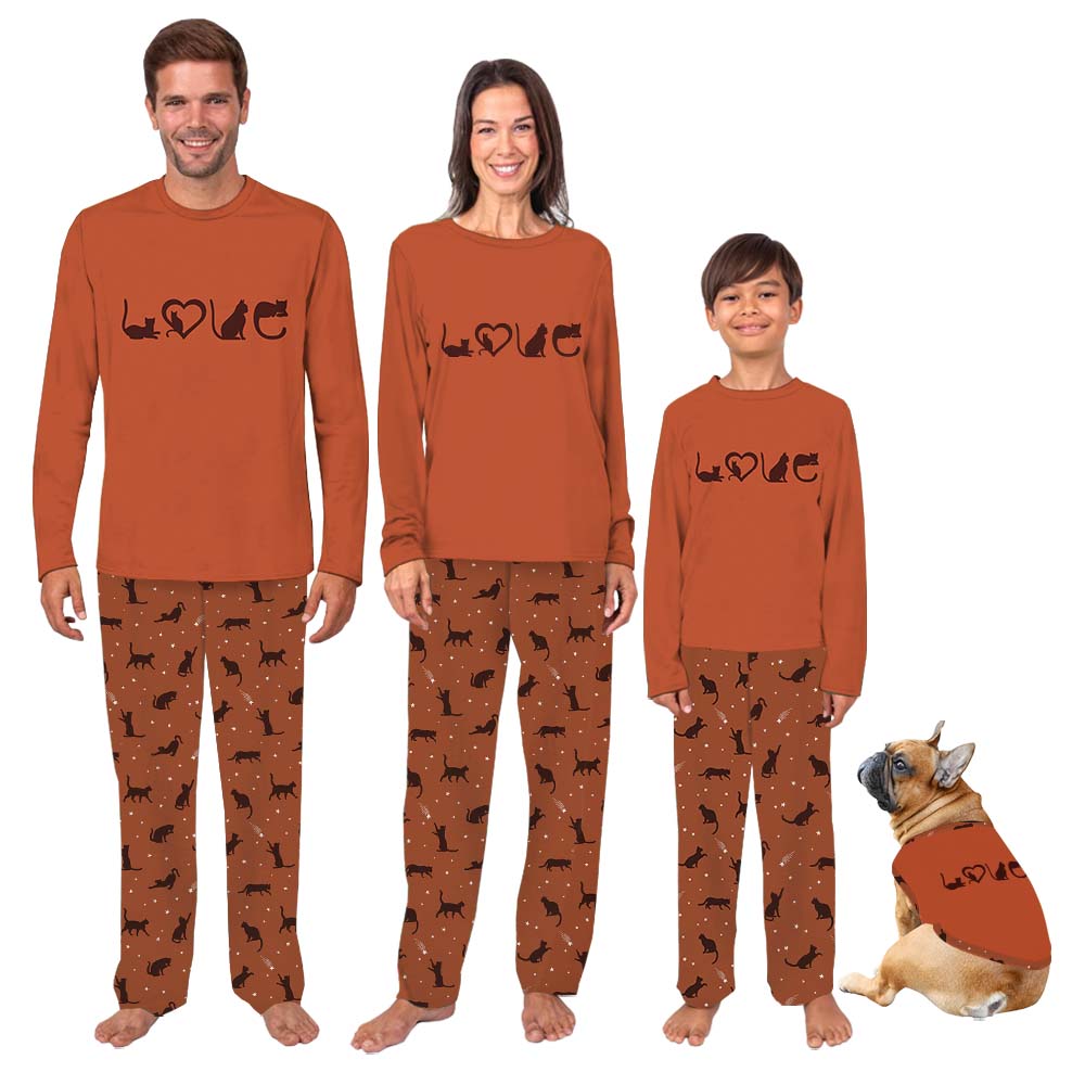 Cute Black Cat Matching Family Pajamas Cute Black Cat Matching Family Pajamas
