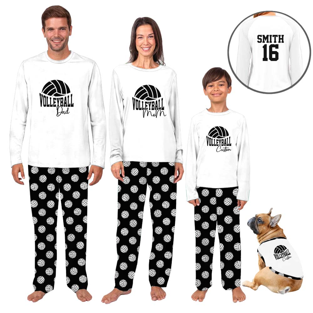 Personalized Name And Number Volleyball Matching Family Pajamas