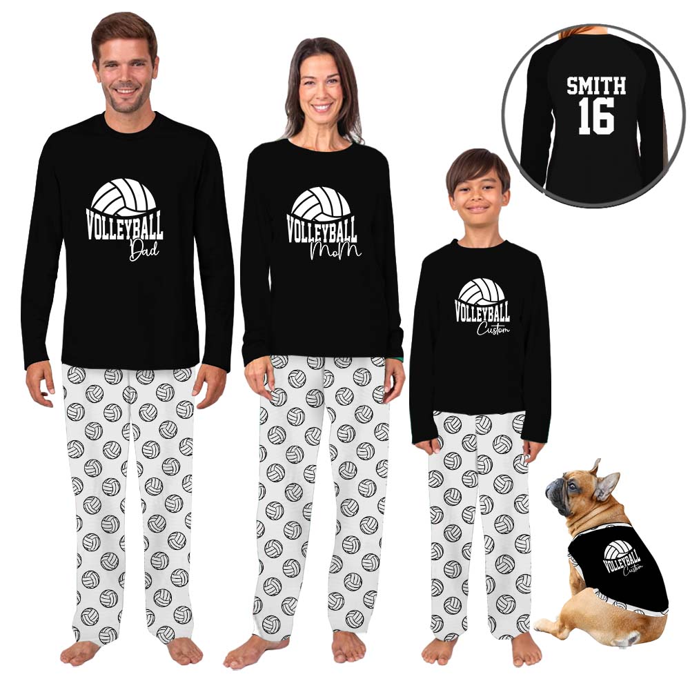 Special Customizable Volleyball Themed Matching Family Pajama Sets Special Customizable Volleyball Themed Matching Family Pajama Sets