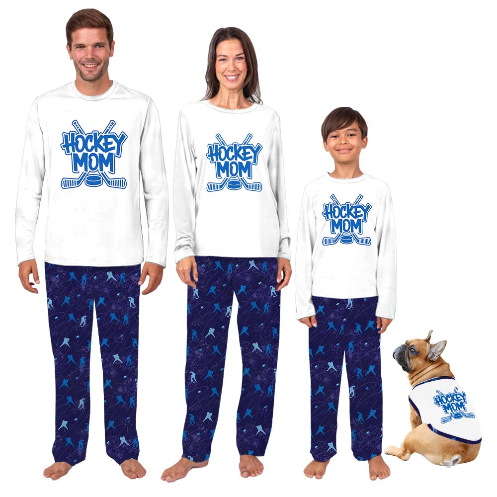 Soft Hockey Themed Owner And Dog Pajamas With Name Soft Hockey Themed Owner And Dog Pajamas With Name