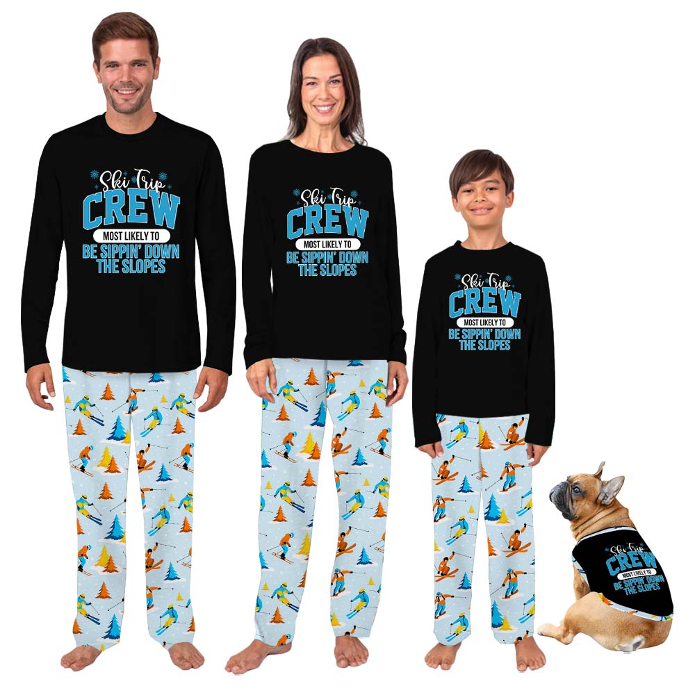 Funny Most Likely To Ski Trip Crew Matching Family Pajama Sets Funny Most Likely To Ski Trip Crew Matching Family Pajama Sets