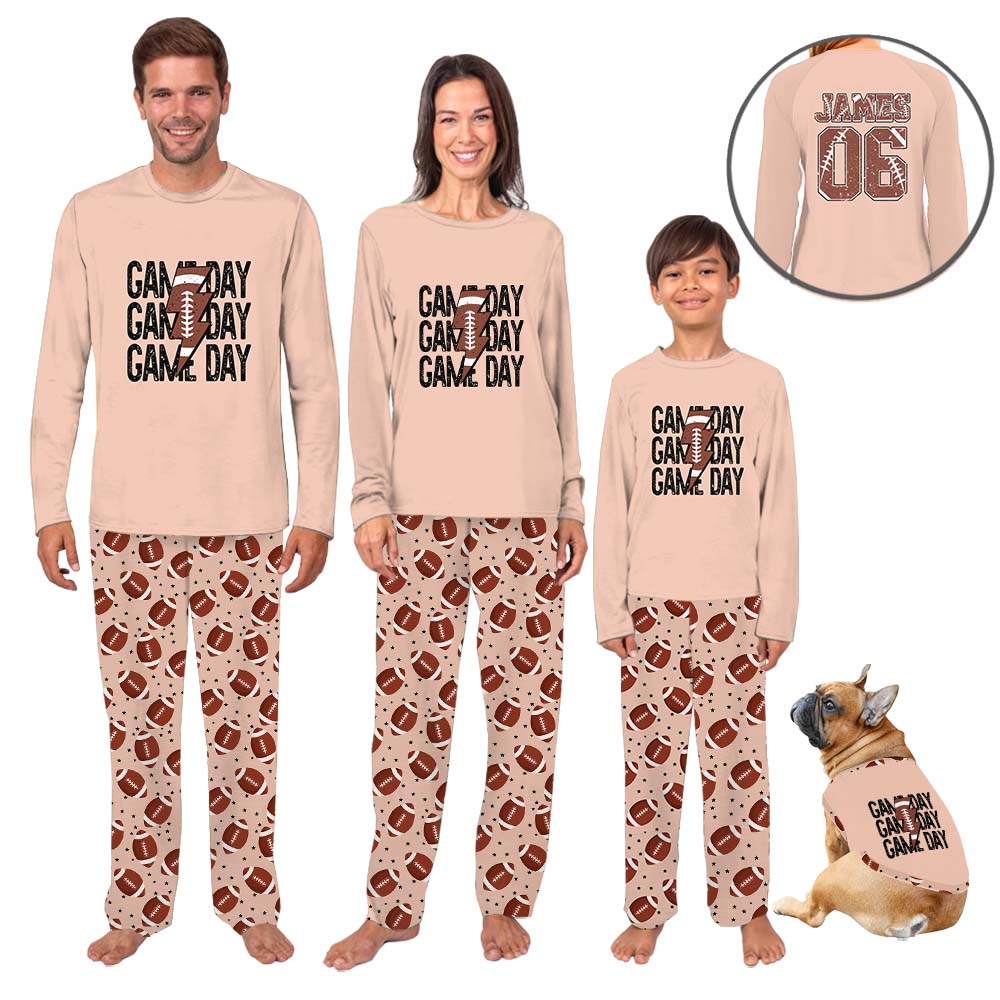 Custom Name And Number Football Matching Family Pajamas Custom Name And Number Football Matching Family Pajamas
