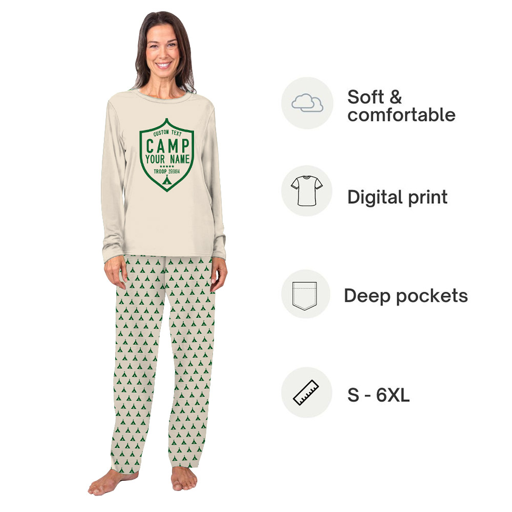 Custom Camp Troop Badge Pajamas For Camping Crew