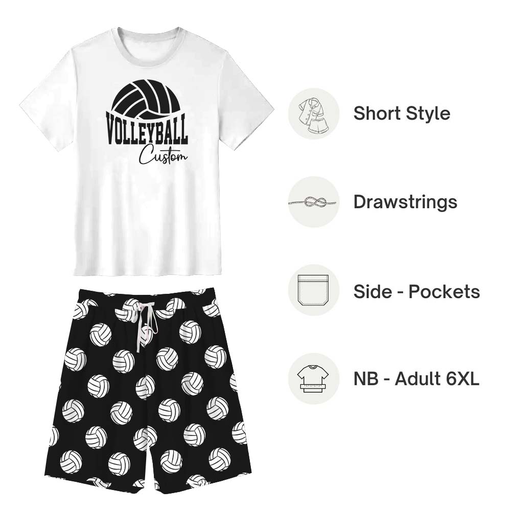 Customizable Volleyball Sport Pajamas With Dog Short Sleeves